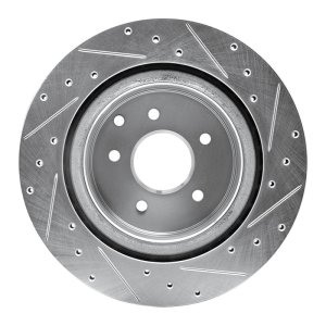 Infiniti G35 Brake Rotor (1) - Rear Left - R1 Concepts - Drilled & Slotted - Silver - `03-`08